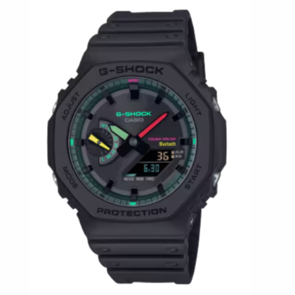 Casio G-Shock Multi-Fluorescent Accents Series GA-B2100MF-1A Bluetooth Black Resin Band Men Sports Watch